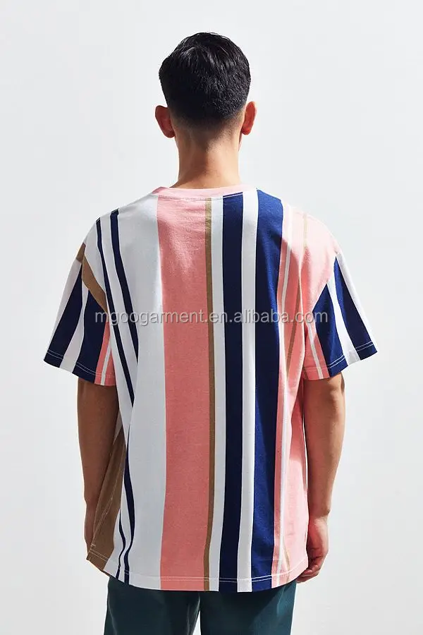 DressUMen Stripes Printed Oversize Lounge Business Tees Shirt