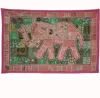 Hippie Pink Color Designer Embroidered Zari Wall Art Cotton 100% Elephant Patch Work Wall Hanging Indian Tapestry