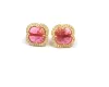 Ruby Quartz Cubic Zirconia Clover Shape 925 Sterling Silver Gold Plated Jewelry Making Gemstone Stud Earring
