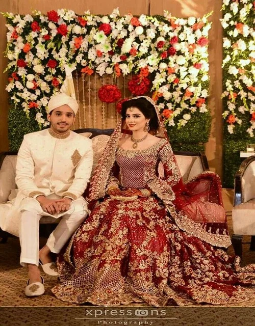 red pakistani wedding dress