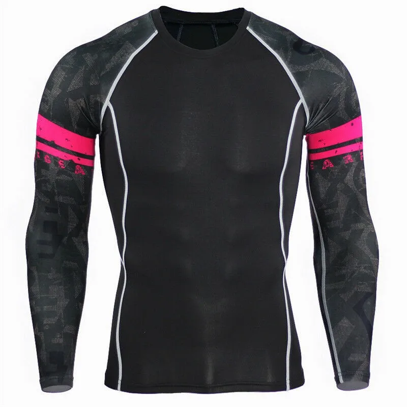 Wholesale Compression Shirt 3d Print Long Sleeve Men Bodybuilding