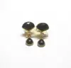 Newest design jewellery solid silver black onyx with cz gemstone gold vermeil drop earring