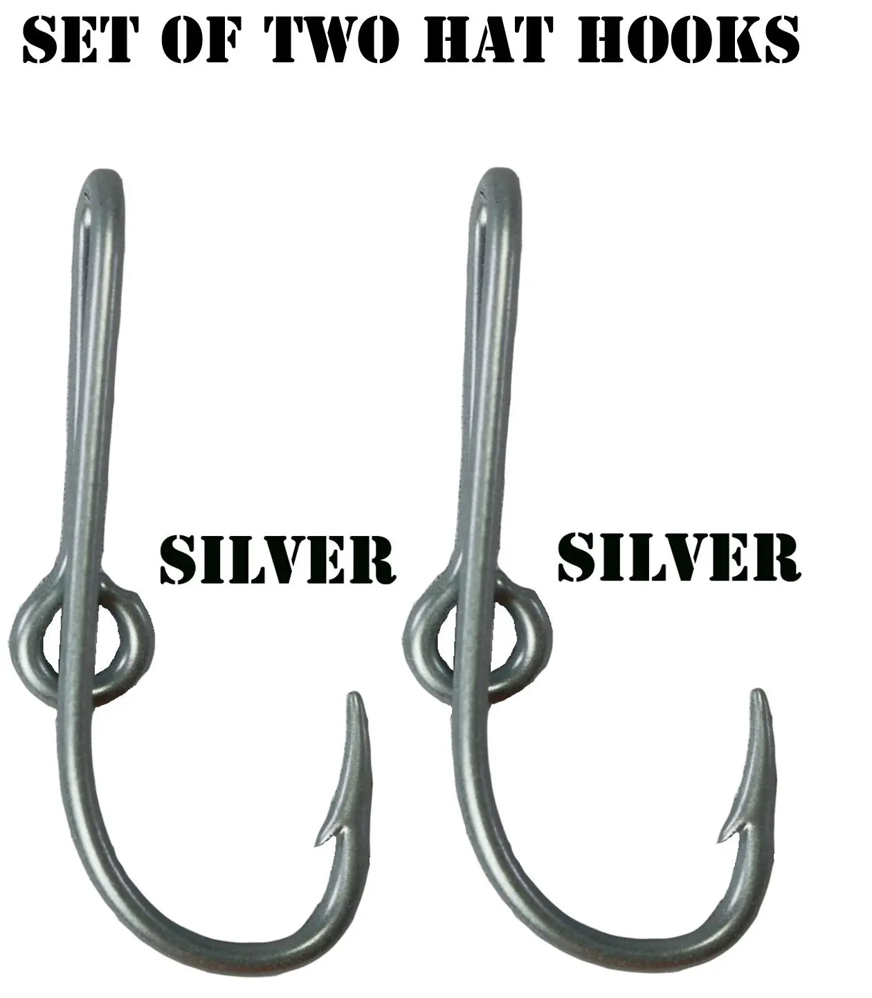 Custom Colored Eagle Claw Silver Hat Fish Hooks for Cap (Set of Two Hat Hook pins) Two Silver Hat Hook Clip