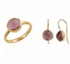 Gold jewelry wholesale earrings, ring jewelry set in 14k gold with amethyst gemstone jewelry set