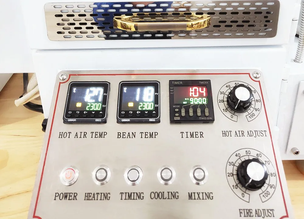 control panel of coffee roaster