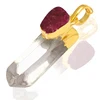 Crystal Quartz Natural Shape Pendant With Dyed Druzy