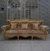 Italian Furniture Three Seats Heavy Carved Classic Wooden Sofa Gold Leaf Color