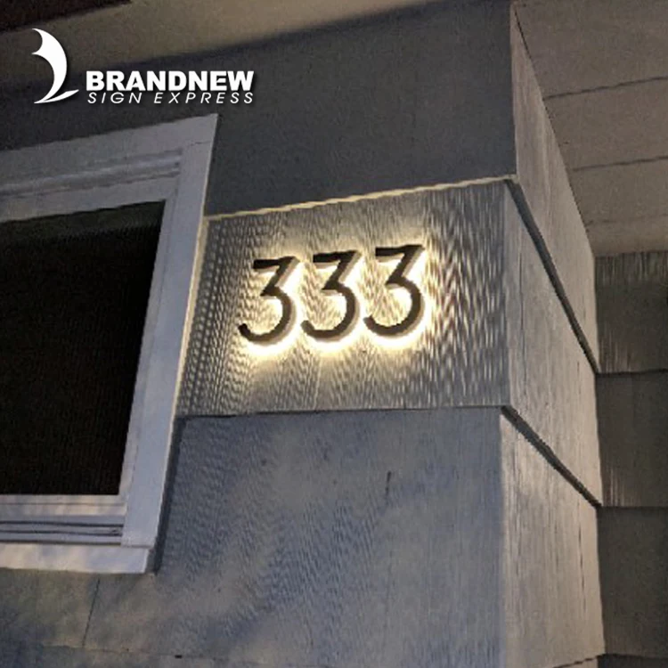 6000k Backlit led house metal numbers stainless steel numbers