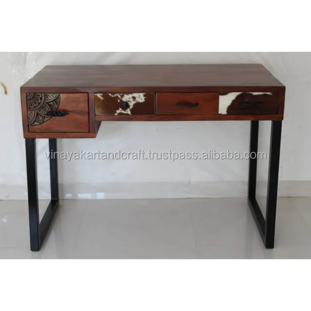 Vintage Industrial Office Desk Modern 4 Drawers Solid Wood Unique Designer 2018 New Furniture
