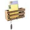 Rustic Crate Style Wall Mounted Mail Sorter with 3 Key Ring Hooks Wall Mail Organizer