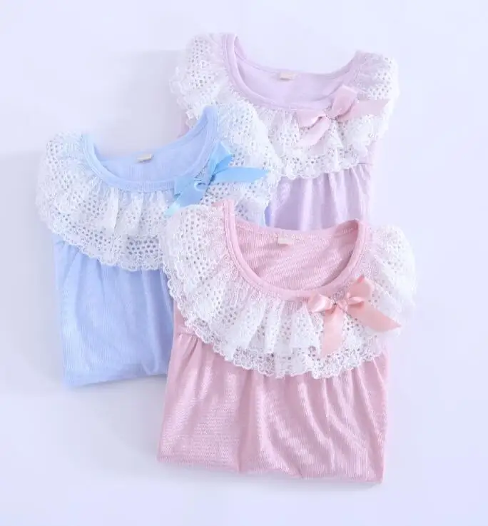 Little Girls Princess Nightgown Cotton Lace Bowknot Sleepwear ...