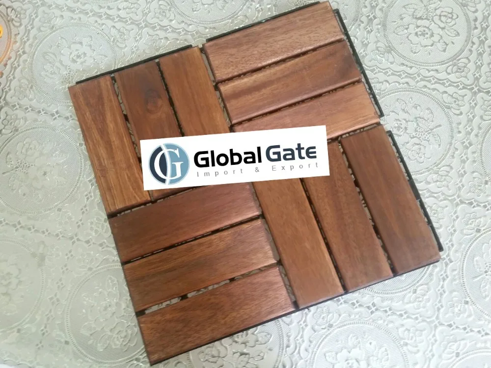 Interlocking Tiles For Outside Floor Natural Color Wood Parquet