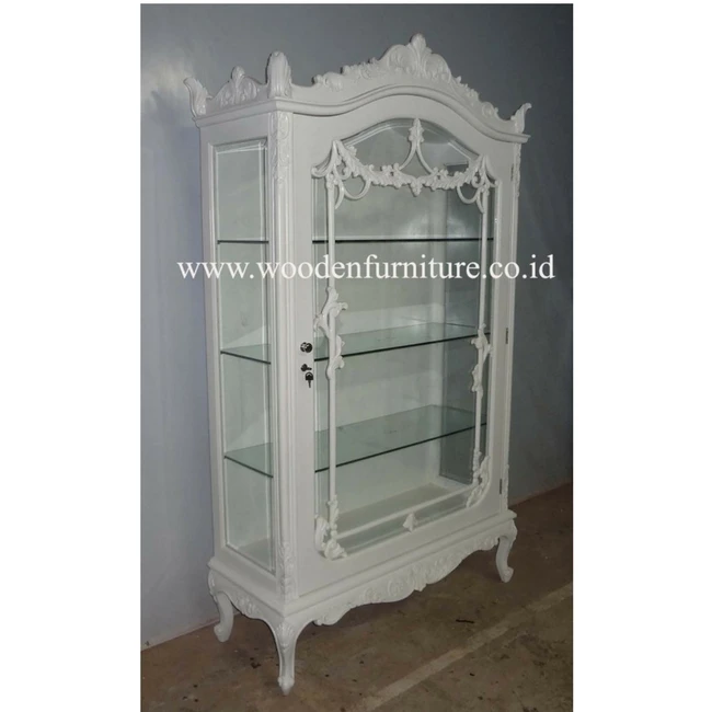 White Painted Showcase French Style Display Cabinet European Style