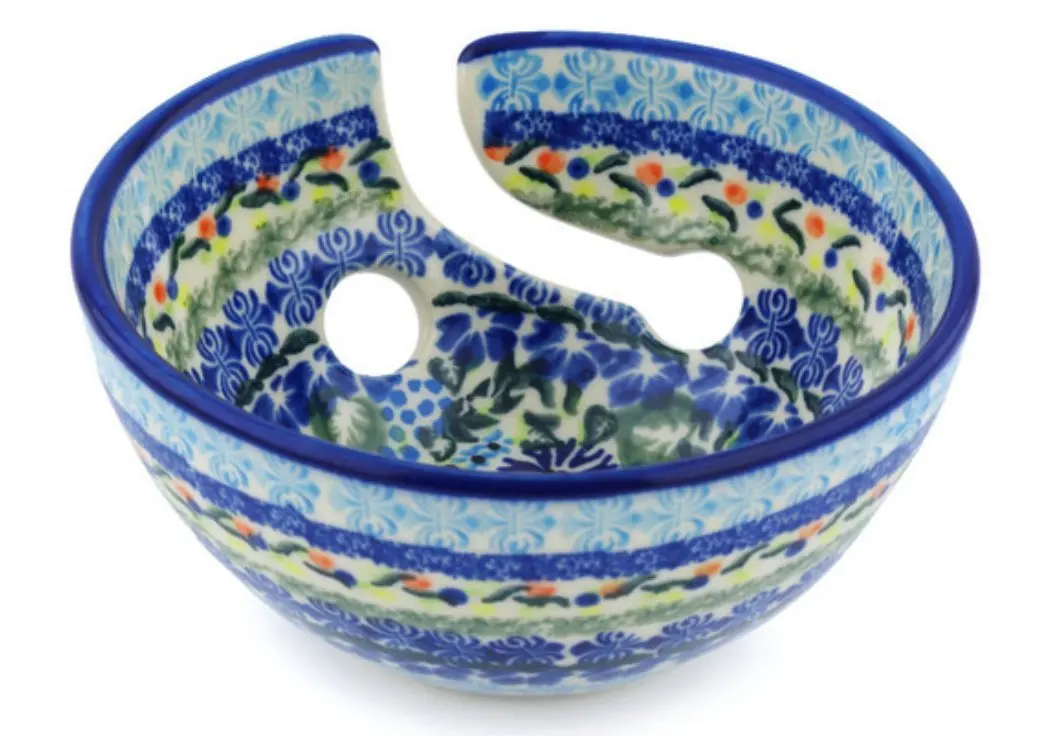 Polish Pottery Yarn Bowl 6-inch Flor-de-lis