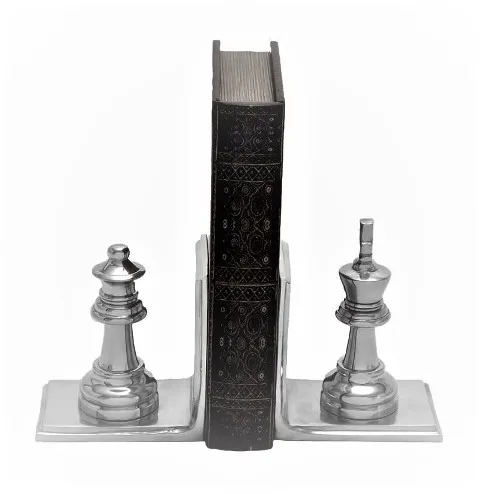 Dekorative Schach-Buchstützen für Regale, Buchstützen, dekorativ für Büro,  schwere Bücher, 17,8 x 17,8 x 10,2 cm, schwarz, 1 Paar/2 Stück (Schach)