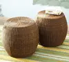 Colorful rattan side table