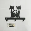 Bespoke logo available Elegant cats design durable black painting wall decor metal hooks for keys/bags/umbrella