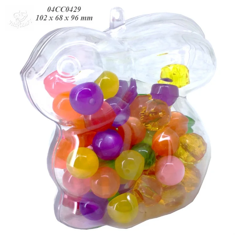 Candy gift box earring jewelry storage decoration 100% food grade plastic clear rabbit shape ornament
