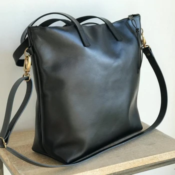 large leather tote bag with zipper