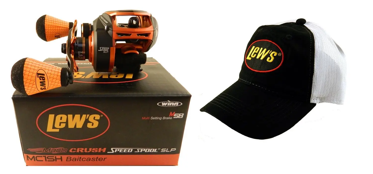 Lew's Mach Crush Speed Spool MC1SH 7.5:1 Right Hand Baitcasting Reel with Hat