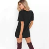 Summer Long T Shirt Women Sexy Choker V Neck T-shirt Casual Solid Short Sleeve Shirts Fashion Ladies Tops Camiseta Mujer