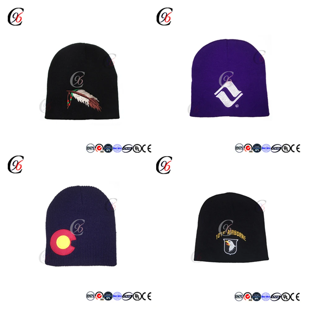 Chengxing acrylic simple bobble hat knitting pattern knitted beanie patterns for men kinting hat