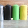 Galvanized Metal Trash can with lid Dustbin with green yellow black and silver powder coated Garbage bin