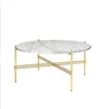 Luxury marble top gold plating crossing bar round coffee table