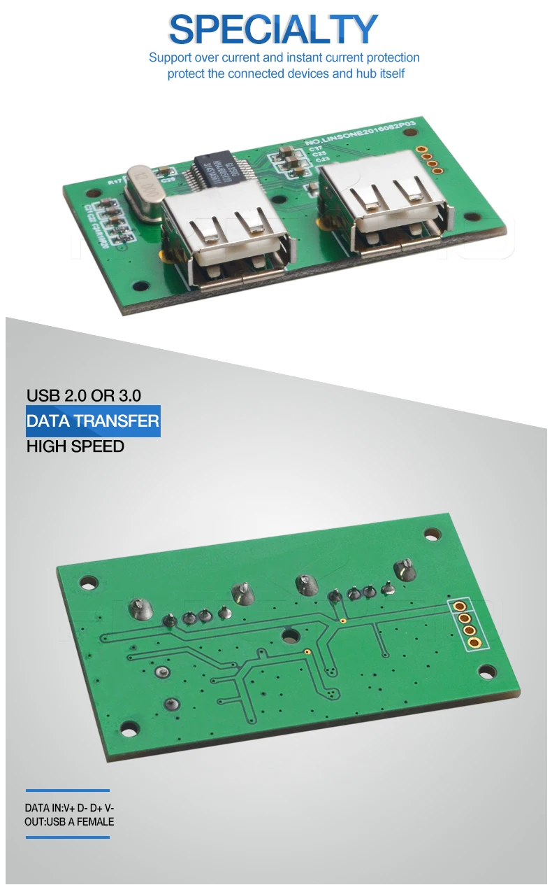 4 x presa USB tipo A PCB montaggio Print