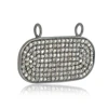 1.32ct Pave set diamonds designer rectangle shaped charm pendant solid 925 sterling silver jewelry
