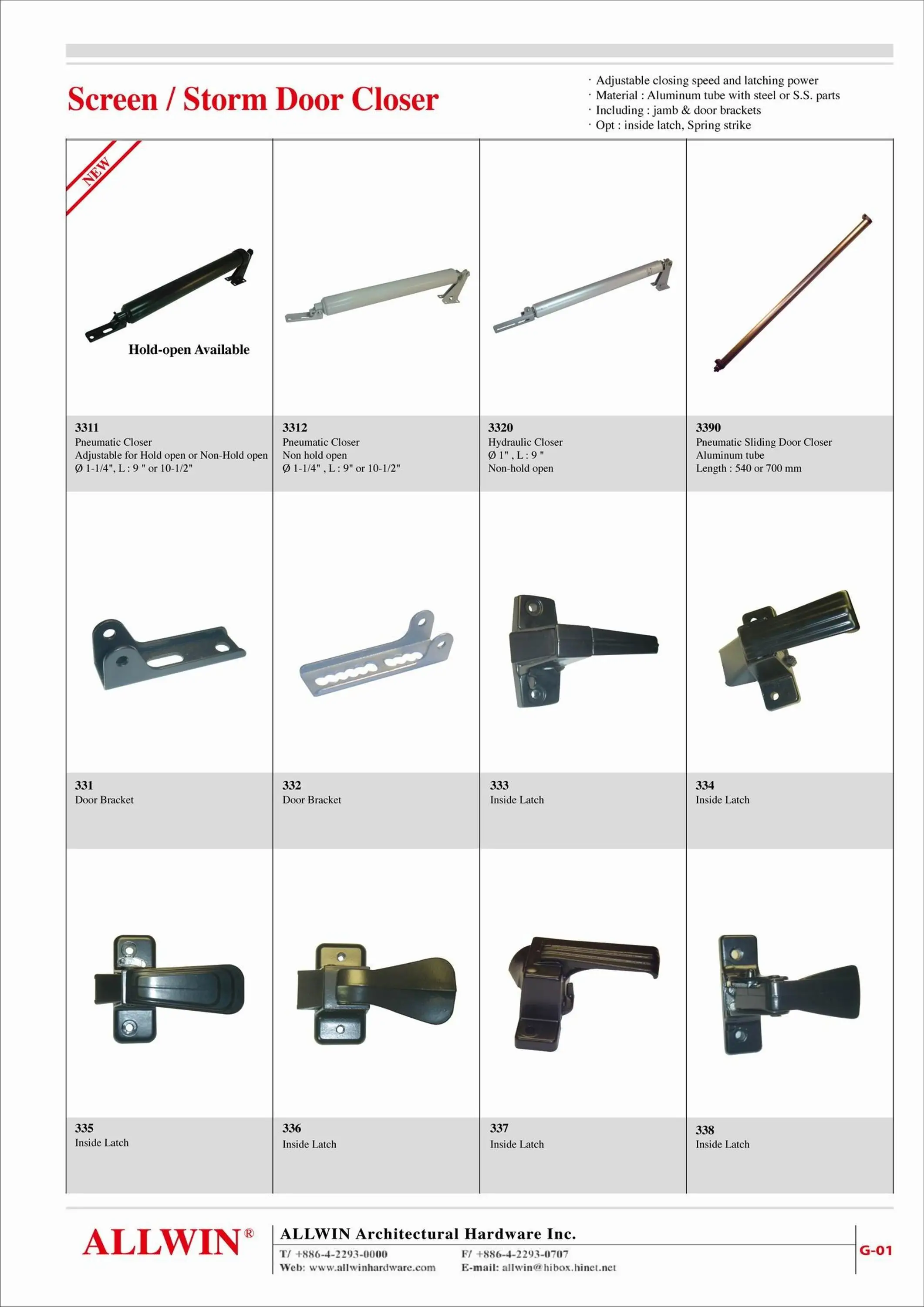 Heavy Duty Pneumatic Spring Storm Door Closer Product 03 01 0013 1