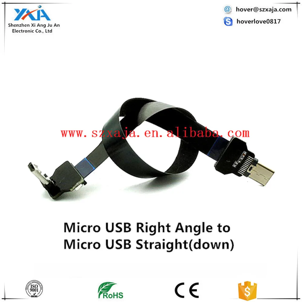 2017 newest design 90 Degree Right Angle micro USB to Type c USB flat ribbon cable FFC Data Charging Cable