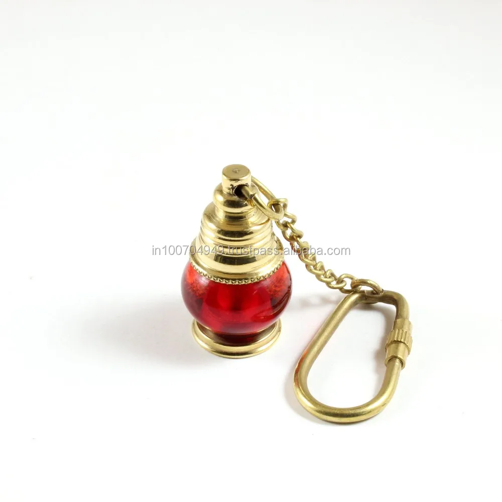 Brass Nautical Red Lantern Color Oil Lamp Key Chain Ring Buy Keyrings