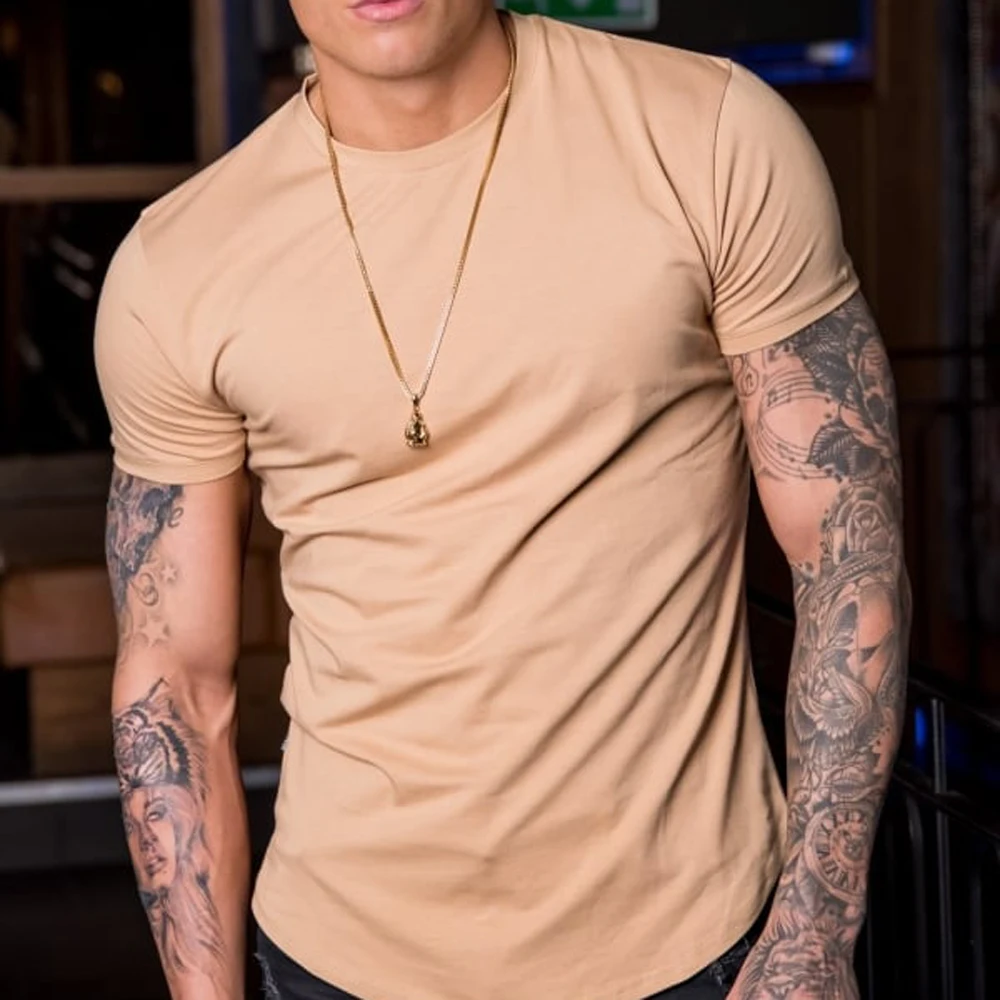 mens slim fit longline t shirts