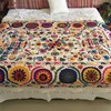 Bohemian Decor Suzani Single Embroidered Bed Sheet,Unique & Amazing Masterpiece Huge Splash of Colours Floral Quilt Bedspread