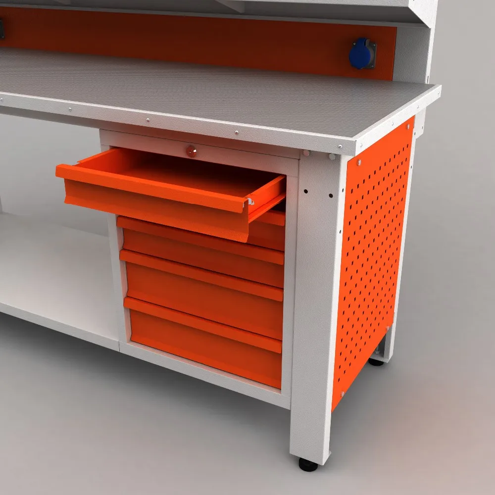 Heavy Duty Steel Table With Drawers Industrial Storage Modern