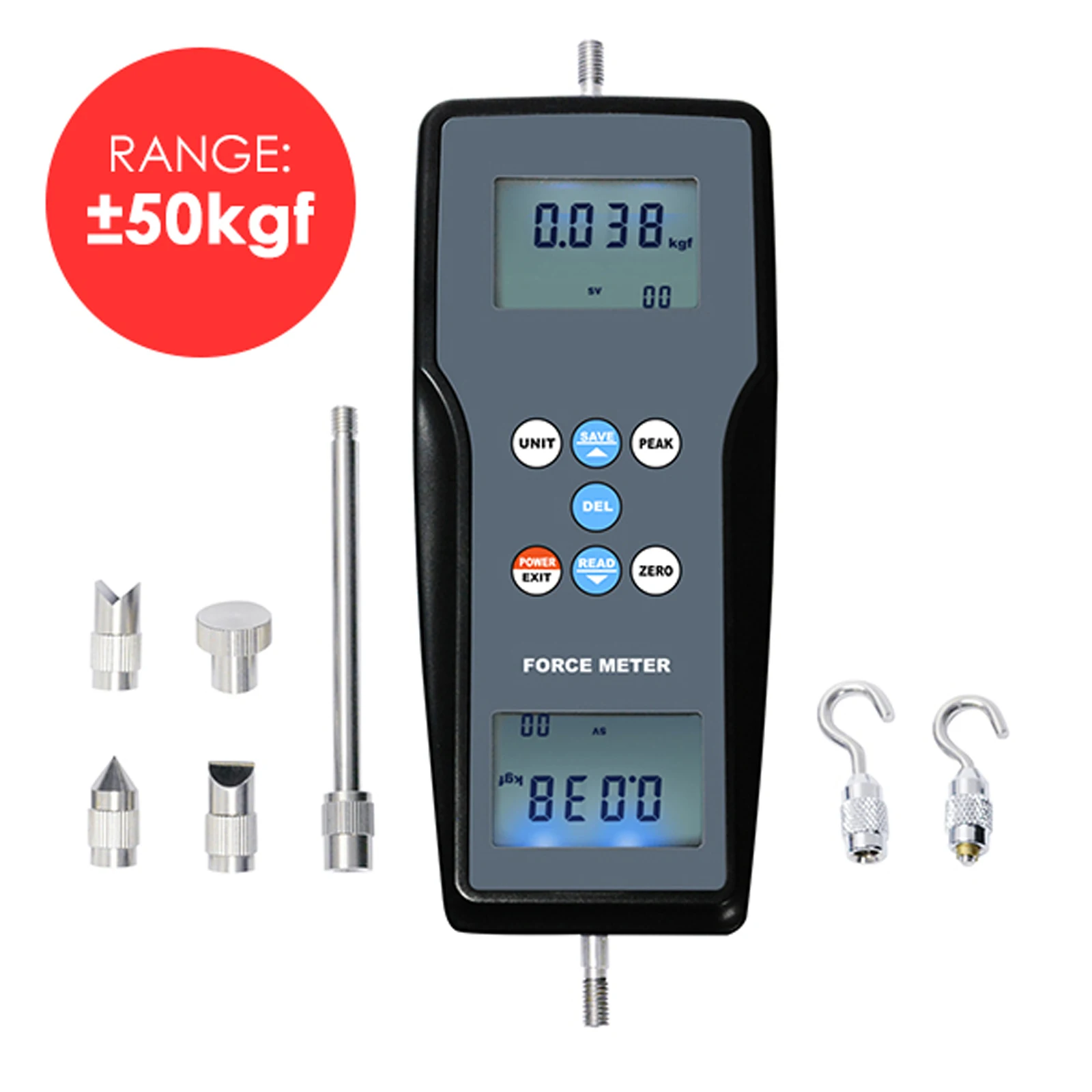 50k Digital Force Meter Gauge Pull & Push Magnitude Test Tester Newtonmeter Newton N / Kg / Lb