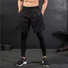 Men's Tights Two Piece Fitness Running Training Trousers Quick-Drying Sport Pants,mens yoga pants