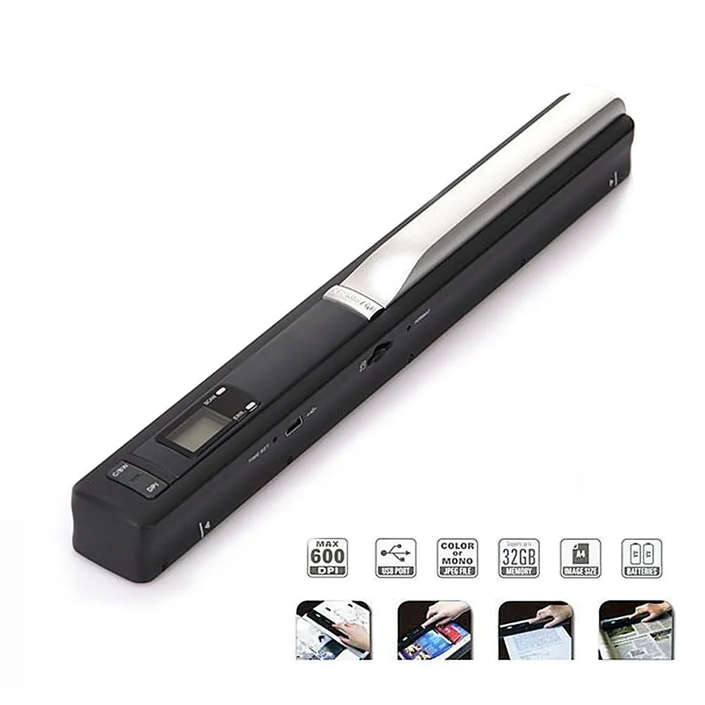 LOHOME Portable Scanner - A4 Handheld Magic Wand Portable Scanner Kit for Document and Image - OCR Software, JPG/PDF, 600DPI USB Mobile Scanner