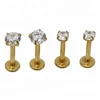 Labret with clear gems body piercing stainless steel jewelry