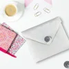 Luxury Crystal Brooch Button Padded Silk Wedding Envelope