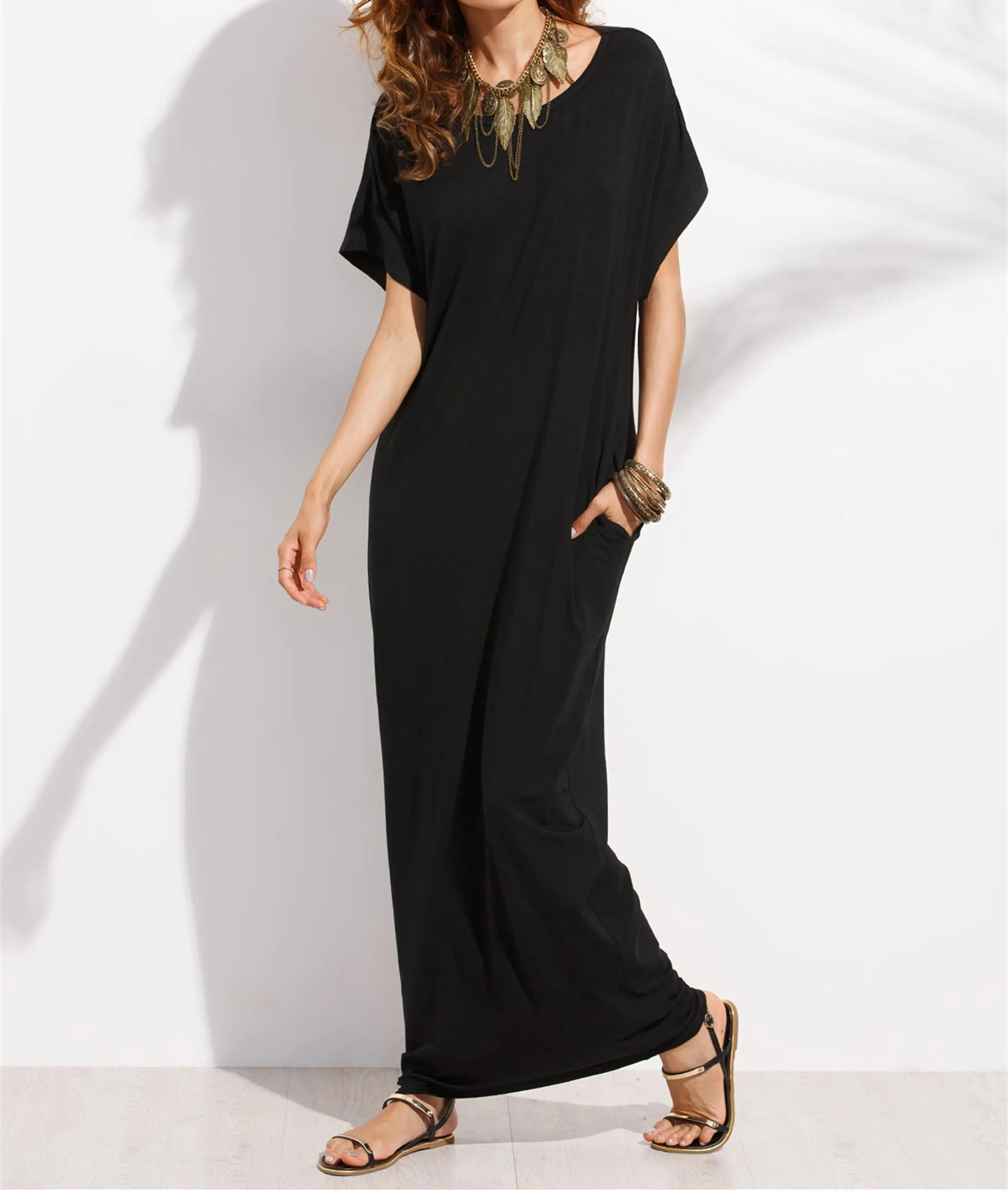 womens black maxi dress casual