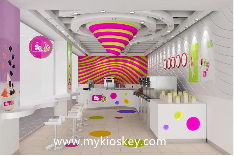 Highend Self Serve Frozen Yogurt Topping Bar Counter Shop Interior
