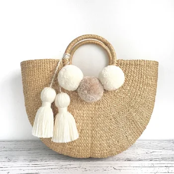 pom pom basket bag