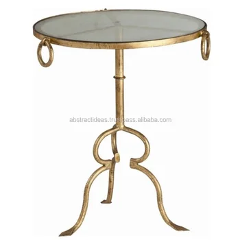 3 Legged Antique Side Coffee Table Round Metal Frame Gl Top Decorative Accent Living Room Furniture End And
