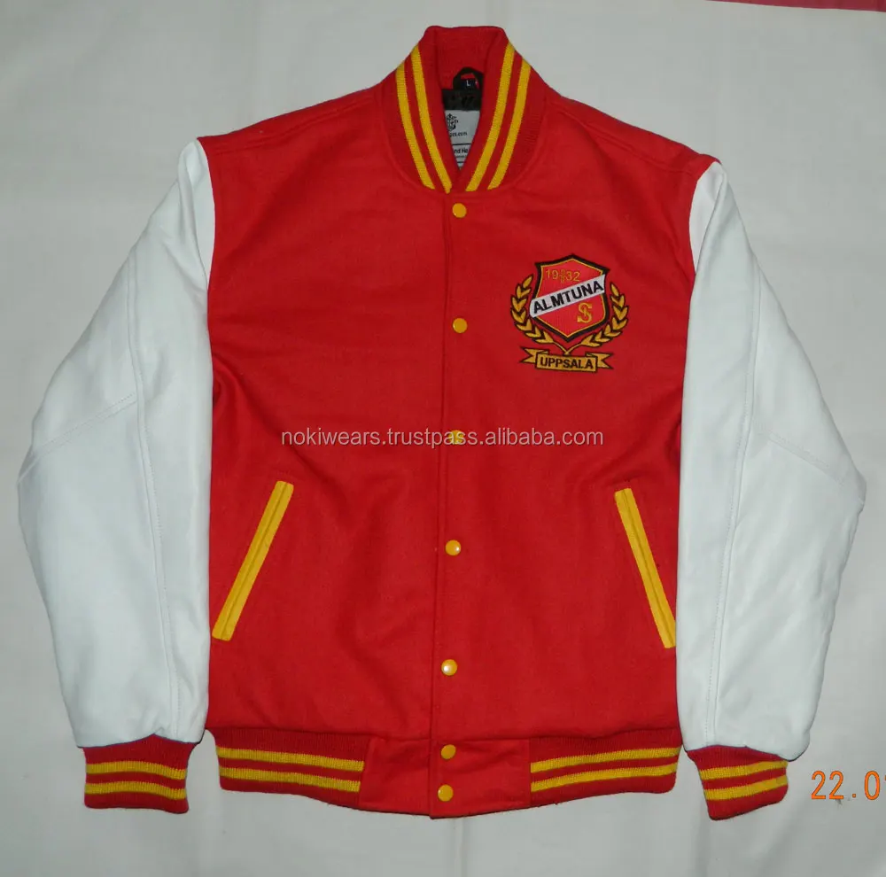 Slim Fit Custom Design Varsity Jacket With Synthetic Leather Sleeves