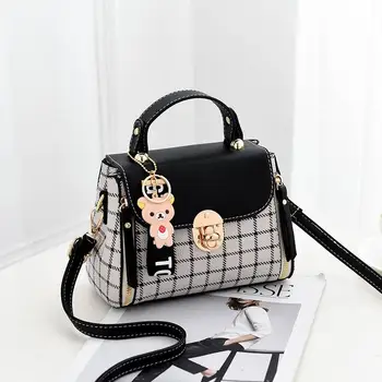 Fashion Las Womens Plaid Hobo Satchel Handbags Korean Style Crossbody Shoulder Bag Tote Purse