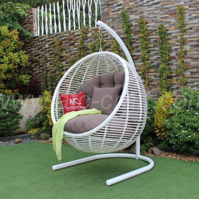 Half Moon Shape Synthetic Rattan Hammock Swing Chair Balcony Synthetic Rattan Hammock Swing Chair