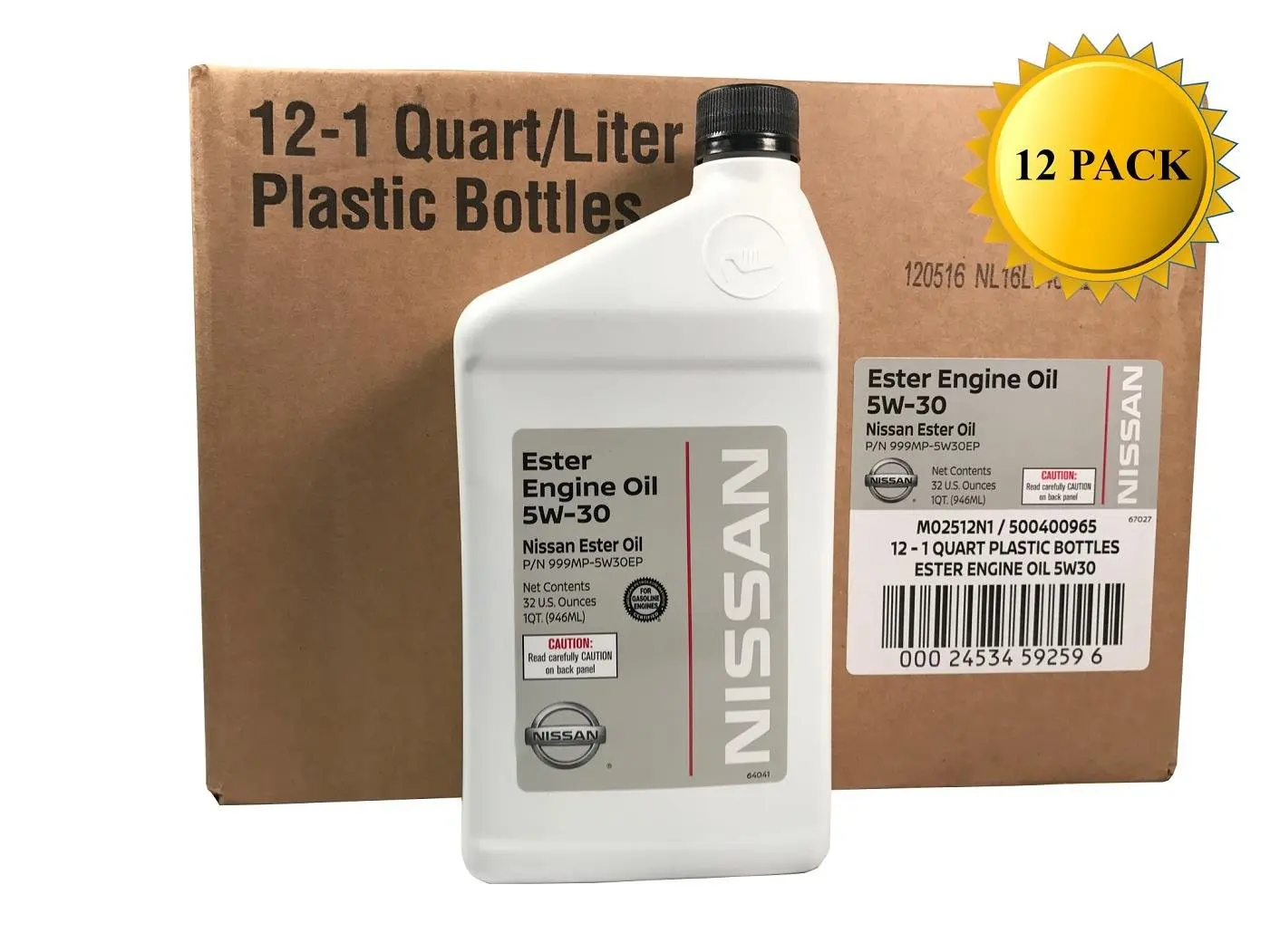 Genuine Nissan OEM 5W-30 Ester Engine Oil GL-4 999MP-5W30EP (Case of 12)