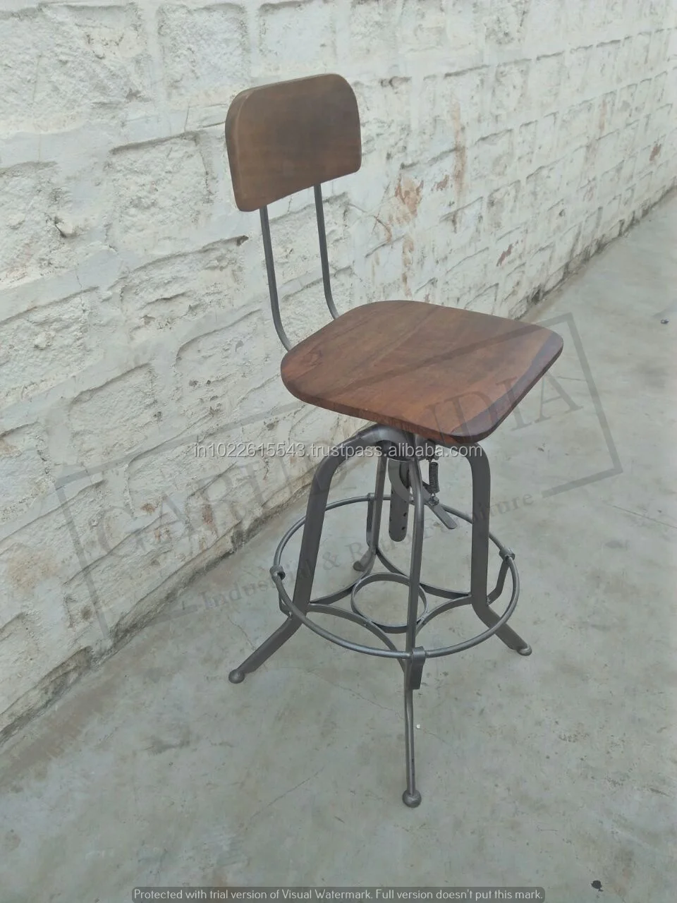 Industrial Leather Seat Bar Stools,Vintage Metal Bar Stools With